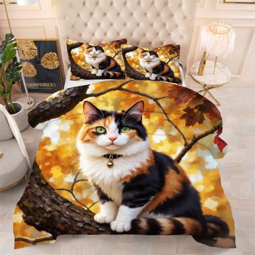 ZZXHG Atmungsaktiv 3D Druck Bettdecke Weich - Dreifarbige Tierkatze, Bettwaren Set mit 2 Kissenhüllen 80x80 cm für Gästebetten und Jugendzimmer 135x200 cm ZZXHG Atmungsaktiv 3D Druck Bettdecke Weich - Dreifarbige Tierkatze, Bettwaren Set mit 2 Kissenhüllen 80x80 cm für Gästebetten und Jugendzimmer 135x200 cm von ZZXHG