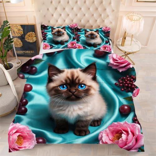 ZZXHG Atmungsaktiv 3D Druck Bettdecke Weich - Graue Katze, Bettwaren Set mit 2 Kissenhüllen 80x80 cm für Gästebetten und Jugendzimmer 135x200 cm ZZXHG Atmungsaktiv 3D Druck Bettdecke Weich - Graue Katze, Bettwaren Set mit 2 Kissenhüllen 80x80 cm für Gästebetten und Jugendzimmer 135x200 cm von ZZXHG