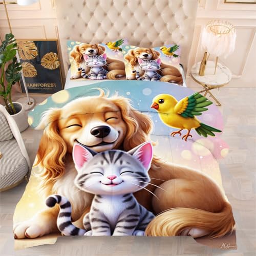 ZZXHG Atmungsaktiv 3D Druck Bettdecke Weich - Katze & Hund, Bettwaren Set mit 2 Kissenhüllen 80x80 cm für Gästebetten und Jugendzimmer 135x200 cm ZZXHG Atmungsaktiv 3D Druck Bettdecke Weich - Katze & Hund, Bettwaren Set mit 2 Kissenhüllen 80x80 cm für Gästebetten und Jugendzimmer 135x200 cm von ZZXHG