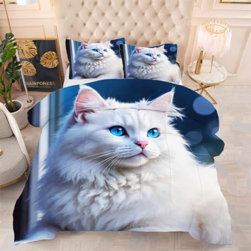 ZZXHG Atmungsaktiv 3D Druck Bettdecke Weich - WeißE Jugendliche Katze, Bettwaren Set mit 2 Kissenhüllen 80x80 cm für Gästebetten und Jugendzimmer 135x200 cm_h18 ZZXHG Atmungsaktiv 3D Druck Bettdecke Weich - WeißE Jugendliche Katze, Bettwaren Set mit 2 Kissenhüllen 80x80 cm für Gästebetten und Jugendzimmer 135x200 cm_h18 von ZZXHG