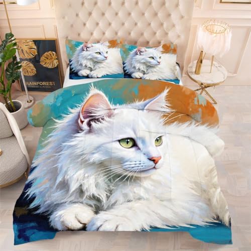 ZZXHG Atmungsaktiv 3D Druck Bettdecke Weich - WeißE Katze, Bettwaren Set mit 2 Kissenhüllen 80x80 cm für Gästebetten und Jugendzimmer 135x200 cm ZZXHG Atmungsaktiv 3D Druck Bettdecke Weich - WeißE Katze, Bettwaren Set mit 2 Kissenhüllen 80x80 cm für Gästebetten und Jugendzimmer 135x200 cm von ZZXHG