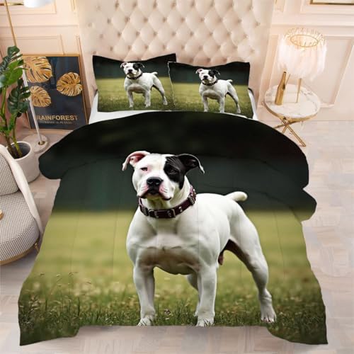 ZZXHG Atmungsaktiv 3D Druck Bettdecke Weich - WeißEr Erwachsener Hund, Bettwaren Set mit 2 Kissenhüllen 80x80 cm für Gästebetten und Jugendzimmer 135x200 cm von ZZXHG