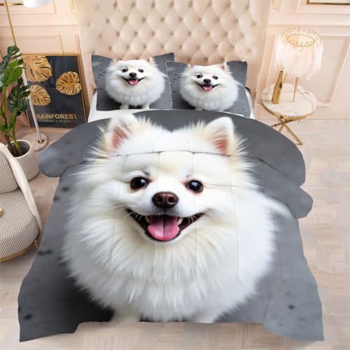 ZZXHG Atmungsaktiv 3D Druck Bettdecke Weich - WeißEr Pomeranian, Bettwaren Set mit 2 Kissenhüllen 80x80 cm für Gästebetten und Jugendzimmer 135x200 cm e1018 ZZXHG Atmungsaktiv 3D Druck Bettdecke Weich - WeißEr Pomeranian, Bettwaren Set mit 2 Kissenhüllen 80x80 cm für Gästebetten und Jugendzimmer 135x200 cm e1018 von ZZXHG