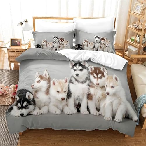 ZZXHG Bettwäsche 135x200 Mikrofaser 3teilig Graues Tier Husky, Wendemotiv Bettbezug 135 x 200 2er Set mit 80x80 cm Kissenbezug, Weiche Kinderbettwäsche Für Einzelbett mit Reißverschluss ZZXHG Bettwäsche 135x200 Mikrofaser 3teilig Graues Tier Husky, Wendemotiv Bettbezug 135 x 200 2er Set mit 80x80 cm Kissenbezug, Weiche Kinderbettwäsche Für Einzelbett mit Reißverschluss von ZZXHG