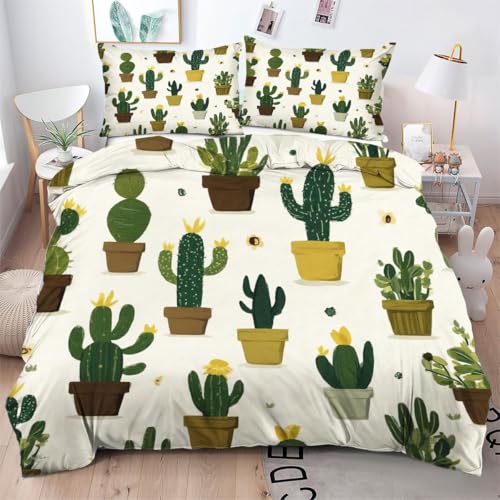 ZZXHG Bettwäsche 140x200 GrüNer Kaktus Im Topf, Weich Mikrofaser Bettbezug Set Für Jungen Mädchen Einzelbett, Wendemotiv Bettbezüge mit Reißverschluss und 2 Kissenbezug 80x80 cm ZZXHG Bettwäsche 140x200 GrüNer Kaktus Im Topf, Weich Mikrofaser Bettbezug Set Für Jungen Mädchen Einzelbett, Wendemotiv Bettbezüge mit Reißverschluss und 2 Kissenbezug 80x80 cm von ZZXHG
