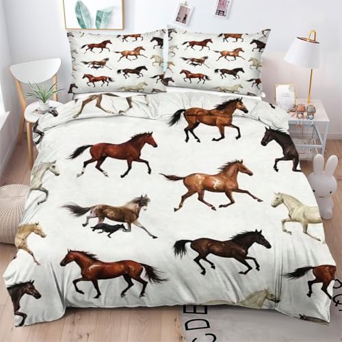 ZZXHG Bettwäsche 140x200 Mikrofaser 3teilig Bunter Pferdedruck für Kinder, Wendemotiv Bettbezug Set für Kinder Einzelbett, Atmungsaktiv Bettbezüge mit Reißverschluss und 2 Kissenbezüge 80x80 ZZXHG Bettwäsche 140x200 Mikrofaser 3teilig Bunter Pferdedruck für Kinder, Wendemotiv Bettbezug Set für Kinder Einzelbett, Atmungsaktiv Bettbezüge mit Reißverschluss und 2 Kissenbezüge 80x80 von ZZXHG