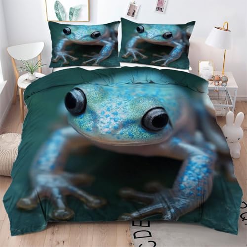 ZZXHG Bettwäsche 200x200 Blauer Frosch, Weiche Microfaser Bettbezug Set mit Reißverschluss, Wendemotiv Bettwäsche-Sets 3 Teilig, 1 Bettbezüge + 2 Kissenbezug 80x80 cm ZZXHG Bettwäsche 200x200 Blauer Frosch, Weiche Microfaser Bettbezug Set mit Reißverschluss, Wendemotiv Bettwäsche-Sets 3 Teilig, 1 Bettbezüge + 2 Kissenbezug 80x80 cm von ZZXHG
