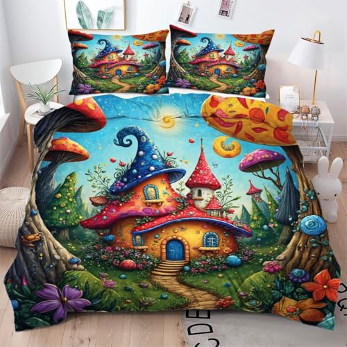 ZZXHG Bettwäsche 200x200 Buntes Cartoon-Haus, 3 Teilig Atmungsaktive Mikrofaser Bettbezug Set für Kinder Erwachsene, Wendemotiv Bettbezüge mit Reißverschluss + 2 Kissenbezug 80x80 cm ZZXHG Bettwäsche 200x200 Buntes Cartoon-Haus, 3 Teilig Atmungsaktive Mikrofaser Bettbezug Set für Kinder Erwachsene, Wendemotiv Bettbezüge mit Reißverschluss + 2 Kissenbezug 80x80 cm von ZZXHG
