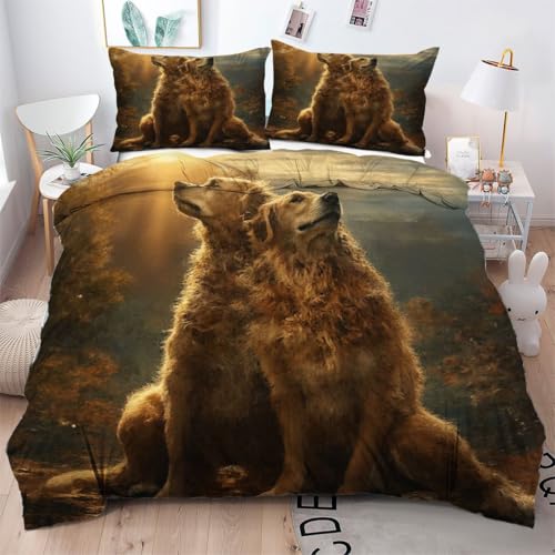 ZZXHG Bettwäsche 200x200 Gelber Hund für Kinder, Weiche Microfaser Bettbezug 200x200 Set mit Reißverschluss, 3 Teilig Wendemotiv Bettwäsche-Sets mit 1 Bettbezüge + 2 Kissenbezug 80x80 cm ZZXHG Bettwäsche 200x200 Gelber Hund für Kinder, Weiche Microfaser Bettbezug 200x200 Set mit Reißverschluss, 3 Teilig Wendemotiv Bettwäsche-Sets mit 1 Bettbezüge + 2 Kissenbezug 80x80 cm von ZZXHG