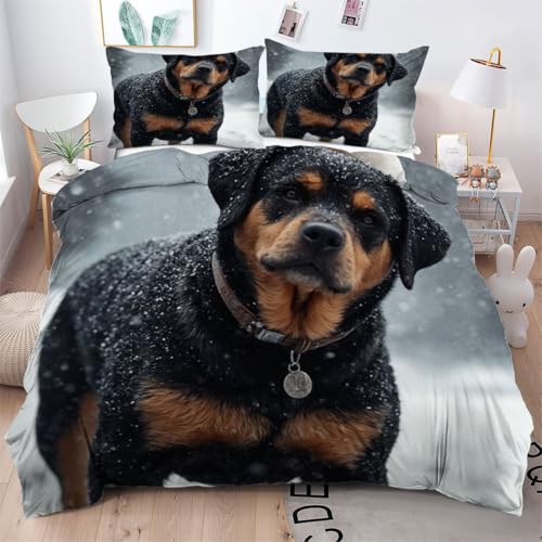 ZZXHG Bettwäsche 200x200 Schwarzer Hund, Weiche Microfaser Bettbezug 200x200 Set mit Reißverschluss, 3 Teilig Wendemotiv Bettwäsche-Sets mit 1 Bettbezüge + 2 Kissenbezug 80x80 cm ZZXHG Bettwäsche 200x200 Schwarzer Hund, Weiche Microfaser Bettbezug 200x200 Set mit Reißverschluss, 3 Teilig Wendemotiv Bettwäsche-Sets mit 1 Bettbezüge + 2 Kissenbezug 80x80 cm von ZZXHG