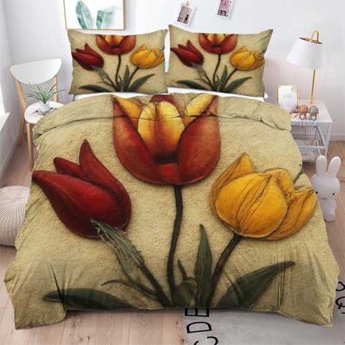 ZZXHG Bettwäsche 220x240 Bunte Tulpen, Weiche Mikrofaser Bettbezug 220x240 Set mit Reißverschluss Schließung, Atmungsaktive Wendemotiv Bettbezüge + 2 Kissenbezug 80x80 cm ZZXHG Bettwäsche 220x240 Bunte Tulpen, Weiche Mikrofaser Bettbezug 220x240 Set mit Reißverschluss Schließung, Atmungsaktive Wendemotiv Bettbezüge + 2 Kissenbezug 80x80 cm von ZZXHG