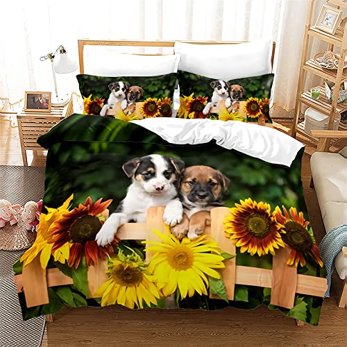 ZZXHG Bettwäsche 220x240 Gelbe Blume Hund, Weiche Mikrofaser Bettbezug 220x240 Set mit Reißverschluss Schließung, Atmungsaktive Wendemotiv Bettbezüge + 2 Kissenbezug 80x80 cm ZZXHG Bettwäsche 220x240 Gelbe Blume Hund, Weiche Mikrofaser Bettbezug 220x240 Set mit Reißverschluss Schließung, Atmungsaktive Wendemotiv Bettbezüge + 2 Kissenbezug 80x80 cm von ZZXHG
