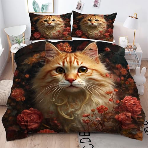 ZZXHG Bettwäsche 220x240 Mikrofaser 3 Teilig Gelbe Katze für Kinder, Bettbezug Set für Doppelbett mit Reißverschluss, Bettwäsche-Sets mit 2 Kissenbezug 80x80, Weiche Atmungsaktive Bettbezüge ZZXHG Bettwäsche 220x240 Mikrofaser 3 Teilig Gelbe Katze für Kinder, Bettbezug Set für Doppelbett mit Reißverschluss, Bettwäsche-Sets mit 2 Kissenbezug 80x80, Weiche Atmungsaktive Bettbezüge von ZZXHG