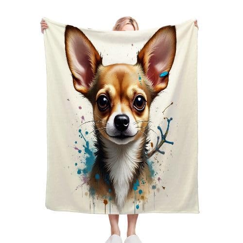 ZZXHG Kuscheldecke 200 x 220 Bunte Tinten-Chihuahua, Flauschige Plüsch Decke Tagesdecke für Kind Erwachsene, Pflegeleicht Flanell Fleecedecke TV-Decken Sofadecke Wohndecke Mikrofaser Couchdecke von ZZXHG