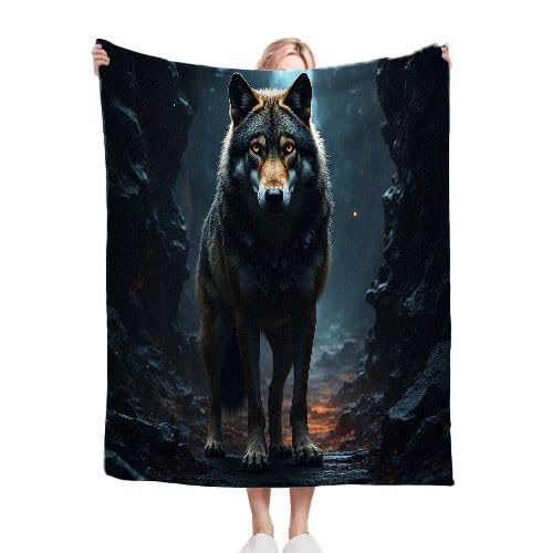 ZZXHG Kuscheldecke 200 x 220 Graue Wolfssilhouette, Flauschige Plüsch Decke Tagesdecke für Kind Erwachsene, Pflegeleicht Flanell Fleecedecke TV-Decken Sofadecke Wohndecke Mikrofaser Couchdecke von ZZXHG