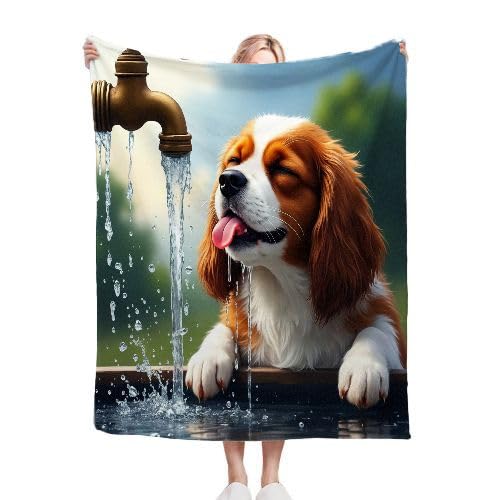 ZZXHG Kuscheldecke 200 x 220 Hund Trinkt Wasser, Flauschige Plüsch Decke Tagesdecke für Kind Erwachsene, Pflegeleicht Flanell Fleecedecke TV-Decken Sofadecke Wohndecke Mikrofaser Couchdecke von ZZXHG