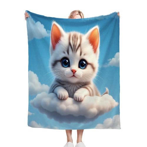 ZZXHG Kuscheldecke 200 x 220 WolkenkäTzchen, Flauschige Plüsch Decke Tagesdecke für Kind Erwachsene, Pflegeleicht Flanell Fleecedecke TV-Decken Sofadecke Wohndecke Mikrofaser Couchdecke von ZZXHG