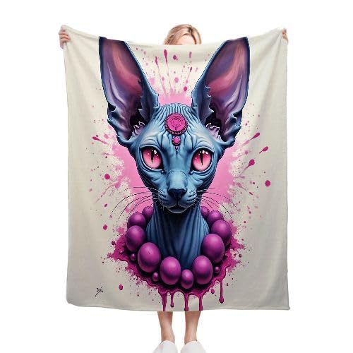 ZZXHG Kuscheldecke 220x240 cm Flauschig Blaue Nacktkatze, Weiche Plüsch Decke für Kind Erwachsene, Warm Flanell Fleecedecke Wendedecke Wolldecke Sofadecke Wohndecke Couchdecke von ZZXHG