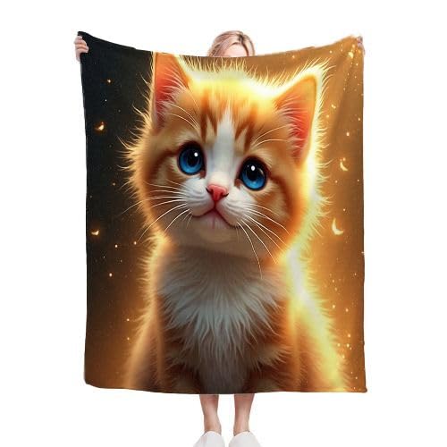 ZZXHG Kuscheldecke 220x240 cm Flauschig Gelbes KäTzchen, Weiche Plüsch Decke für Kind Erwachsene, Warm Flanell Fleecedecke Wendedecke Wolldecke Sofadecke Wohndecke Couchdecke f460 von ZZXHG