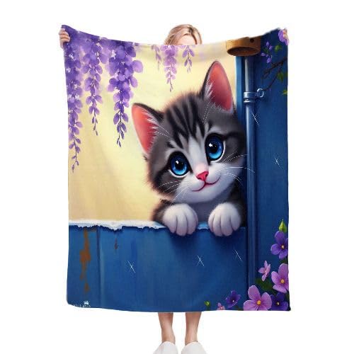ZZXHG Kuscheldecke 220x240 cm Flauschig Graue Tabbykatze, Weiche Plüsch Decke für Kind Erwachsene, Warm Flanell Fleecedecke Wendedecke Wolldecke Sofadecke Wohndecke Couchdecke von ZZXHG