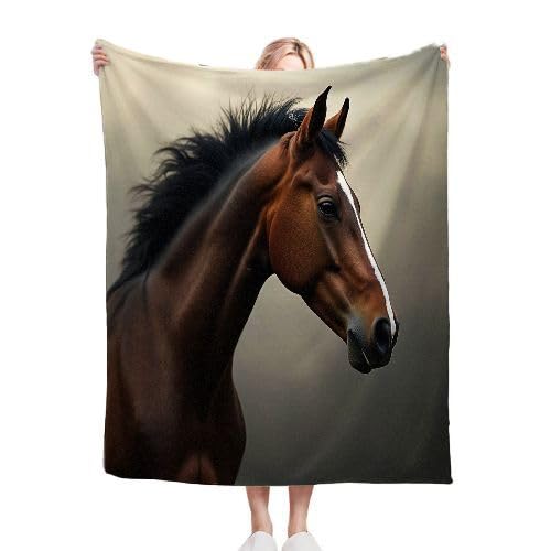 ZZXHG Kuscheldecke Braunes Tier Pferd, Weiche Flauschige Decke Kind Mädchen Jungen, Warm Wendedecke Flanell Fleecedecke TV-Decken Sofadecke Wohndecke Couchdecke Tagesdecke - 130x150 cm von ZZXHG