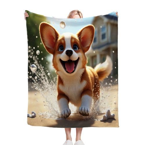 ZZXHG Kuscheldecke Cartoon-Corgi, Weiche Flauschige Decke Kind Mädchen Jungen, Warm Wendedecke Flanell Fleecedecke TV-Decken Sofadecke Wohndecke Couchdecke Tagesdecke - 130x150 cm von ZZXHG