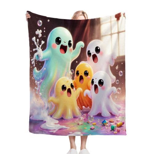 ZZXHG Kuscheldecke Flauschig 180 x 200 cm Bunter Geist, Plüsch Decke Tagesdecke für Kind Erwachsene, Weiche Flanell Fleecedecke Sofadecke Zweiseitige Outdoordecke für Sofa Bett von ZZXHG