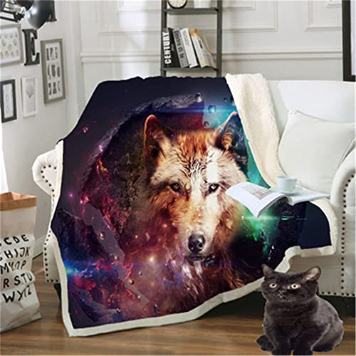 ZZXHG Kuscheldecke Flauschig 180 x 200 cm Farbtier Wolf Erwachsener, Plüsch Decke Tagesdecke Für Kinder Erwachsene, Weiche Flanell Fleecedecke Sofadecke Zweiseitige Outdoordecke Für Sofa Bett von ZZXHG