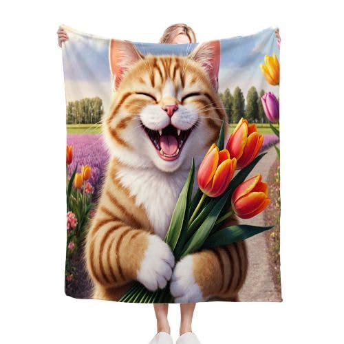 ZZXHG Kuscheldecke Flauschig 180 x 200 cm Gelbe Katze, Plüsch Decke Tagesdecke für Kind Erwachsene, Weiche Flanell Fleecedecke Sofadecke Zweiseitige Outdoordecke für Sofa Bett von ZZXHG