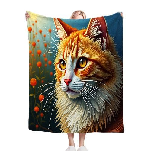 ZZXHG Kuscheldecke Flauschig 180 x 200 cm Gelbe Tierkatze, Plüsch Decke Tagesdecke für Kind Erwachsene, Weiche Flanell Fleecedecke Sofadecke Zweiseitige Outdoordecke für Sofa Bett von ZZXHG