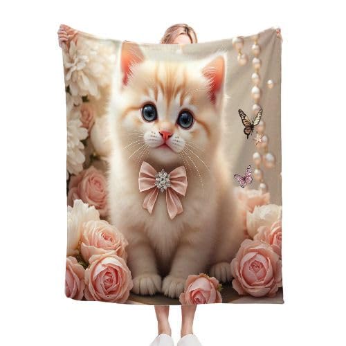 ZZXHG Kuscheldecke Flauschig 180 x 200 cm Gelbes KäTzchen, Plüsch Decke Tagesdecke für Kind Erwachsene, Weiche Flanell Fleecedecke Sofadecke Zweiseitige Outdoordecke für Sofa Bett von ZZXHG