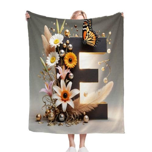 ZZXHG Kuscheldecke Flauschig 180 x 200 cm Grauer Buchstabe E, Plüsch Decke Tagesdecke für Kind Erwachsene, Weiche Flanell Fleecedecke Sofadecke Zweiseitige Outdoordecke für Sofa Bett von ZZXHG