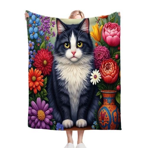 ZZXHG Kuscheldecke Flauschig 180 x 200 cm Graues Katzenmuster, Plüsch Decke Tagesdecke für Kind Erwachsene, Weiche Flanell Fleecedecke Sofadecke Zweiseitige Outdoordecke für Sofa Bett von ZZXHG