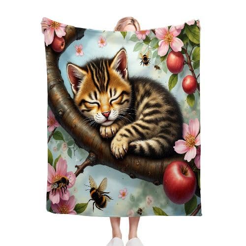 ZZXHG Kuscheldecke Flauschig Braunes Tier Katze, Warme Flanell Fleecedecke Wohndecke Sofadecke, Weiche Plüsch Decke Blanket für Kind Erwachsene, Wendedecke Wolldecke Tagesdecke 220x240 XXL von ZZXHG