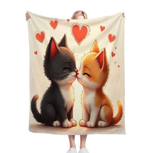 ZZXHG Kuscheldecke Flauschig Bunte Comic-Katze, Warme Flanell Fleecedecke Wohndecke Sofadecke, Weiche Plüsch Decke Blanket für Kind Erwachsene, Wendedecke Wolldecke Tagesdecke 220x240 XXL von ZZXHG