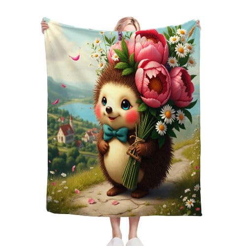 ZZXHG Kuscheldecke Flauschig Cartoon-Igel, Warme Flanell Fleecedecke Wohndecke Sofadecke, Weiche Plüsch Decke Blanket für Kind Erwachsene, Wendedecke Wolldecke Tagesdecke 220x240 XXL von ZZXHG