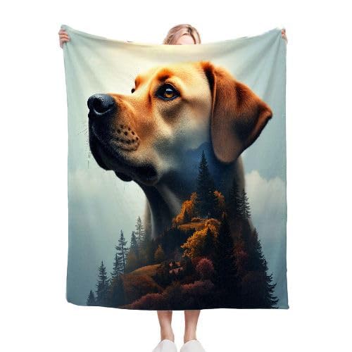 ZZXHG Kuscheldecke Flauschig Gelber Hund, Warme Flanell Fleecedecke Wohndecke Sofadecke, Weiche Plüsch Decke Blanket für Kind Erwachsene, Wendedecke Wolldecke Tagesdecke 220x240 XXL f450 von ZZXHG