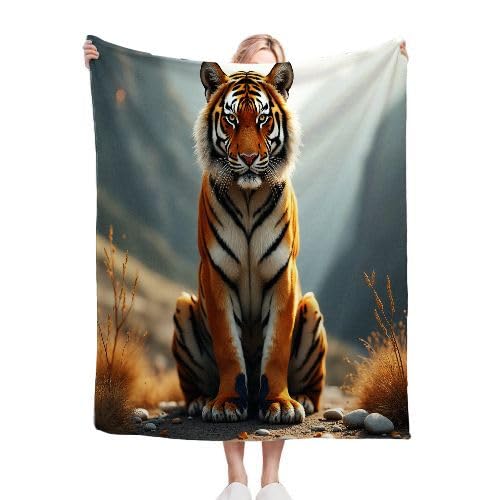 ZZXHG Kuscheldecke Flauschig Gelber Tiger, Warme Flanell Fleecedecke Wohndecke Sofadecke, Weiche Plüsch Decke Blanket für Kind Erwachsene, Wendedecke Wolldecke Tagesdecke 220x240 XXL von ZZXHG