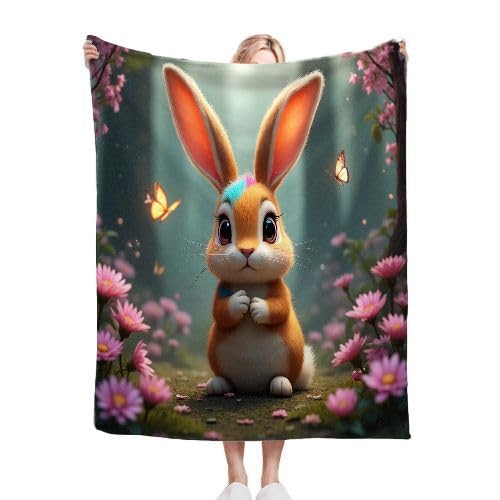 ZZXHG Kuscheldecke Flauschig Gelbes Kaninchen, Warme Flanell Fleecedecke Wohndecke Sofadecke, Weiche Plüsch Decke Blanket für Kind Erwachsene, Wendedecke Wolldecke Tagesdecke 220x240 XXL von ZZXHG