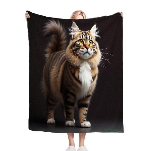 ZZXHG Kuscheldecke Flauschig Graue Burmesenkatze, Warme Flanell Fleecedecke Wohndecke Sofadecke, Weiche Plüsch Decke Blanket für Kind Erwachsene, Wendedecke Wolldecke Tagesdecke 220x240 XXL von ZZXHG