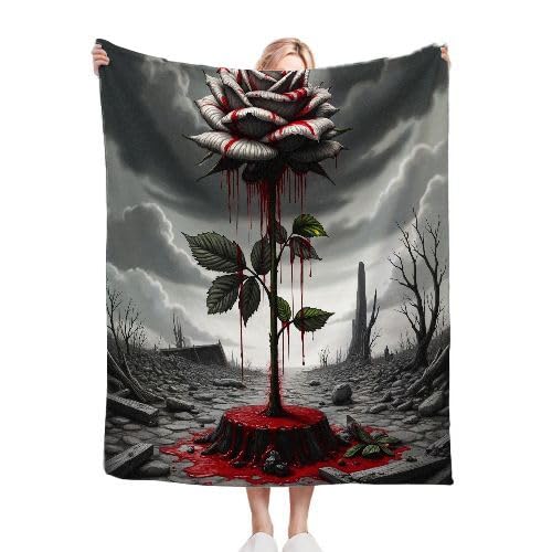 ZZXHG Kuscheldecke Flauschig Graue Rose, Warme Flanell Fleecedecke Wohndecke Sofadecke, Weiche Plüsch Decke Blanket für Kind Erwachsene, Wendedecke Wolldecke Tagesdecke 220x240 XXL von ZZXHG