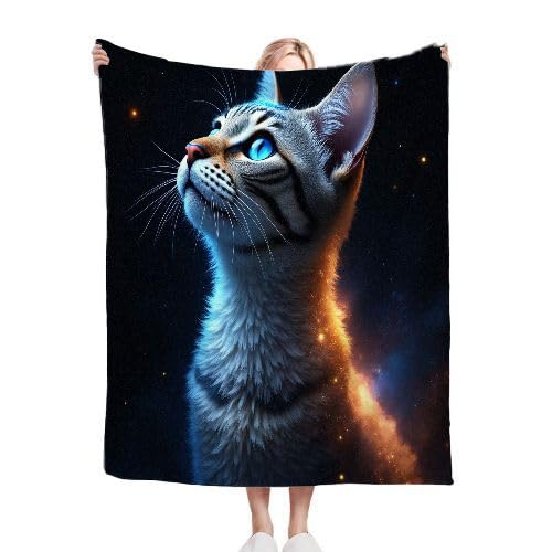 ZZXHG Kuscheldecke Flauschig Graue Tierkatze, Warme Flanell Fleecedecke Wohndecke Sofadecke, Weiche Plüsch Decke Blanket für Kind Erwachsene, Wendedecke Wolldecke Tagesdecke 220x240 XXL von ZZXHG