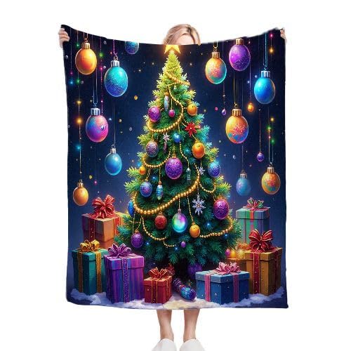 ZZXHG Kuscheldecke Flauschig Kind Bunter Weihnachtsbaum, Weiche Flanell Fleecedecke Plüsch Decke für Kind Haustier, Warm Sofadecke Wohndecke Couchdecke Wolldecke Tagesdecke - 75x100 cm von ZZXHG