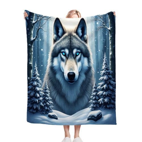 ZZXHG Kuscheldecke Flauschig Kind Grauer Wolf, Weiche Flanell Fleecedecke Plüsch Decke für Kind Haustier, Warm Sofadecke Wohndecke Couchdecke Wolldecke Tagesdecke - 75x100 cm f12 von ZZXHG