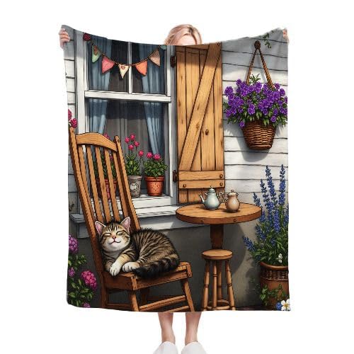 ZZXHG Kuscheldecke Flauschig Kind Katze Auf Stuhl, Weiche Flanell Fleecedecke Plüsch Decke für Kind Haustier, Warm Sofadecke Wohndecke Couchdecke Wolldecke Tagesdecke - 75x100 cm von ZZXHG