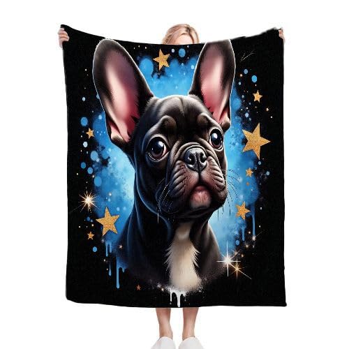 ZZXHG Kuscheldecke Flauschig Schwarzer Bulldog, Warme Flanell Fleecedecke Wohndecke Sofadecke, Weiche Plüsch Decke Blanket für Kind Erwachsene, Wendedecke Wolldecke Tagesdecke 220x240 XXL von ZZXHG