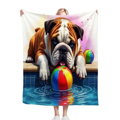ZZXHG Kuscheldecke Flauschige 150x200 XL Braune Erwachsene Bulldogge, Weiche Plüsch Decke für Kind Adulte, Warm Flanell Fleecedecke Wendedecke Wohndecke für Bett, Wolldecke Sofadecke Tagesdecke von ZZXHG