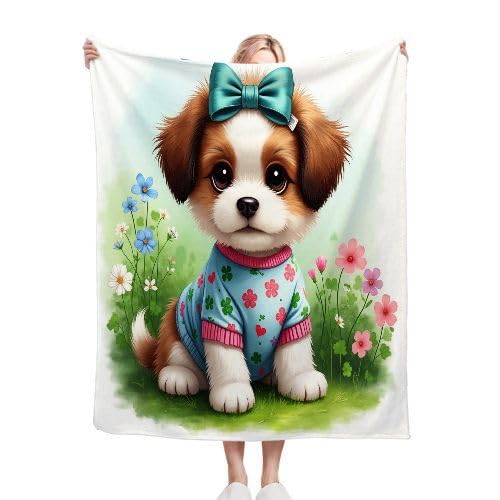 ZZXHG Kuscheldecke Flauschige 150x200 XL Brauner Cartoon-Hund, Weiche Plüsch Decke für Kind Adulte, Warm Flanell Fleecedecke Wendedecke Wohndecke für Bett, Wolldecke Sofadecke Tagesdecke von ZZXHG