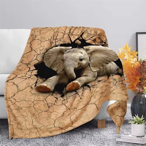 ZZXHG Kuscheldecke Flauschige 150x200 XL Brauner Elefant Jugendlich, Weiche Plüsch Decke für Kinder Adulte, Warm Flanell Fleecedecke Wendedecke Wohndecke für Bett, Wolldecke Sofadecke Tagesdecke von ZZXHG