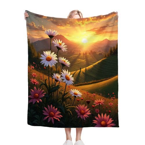 ZZXHG Kuscheldecke Flauschige 150x200 XL Bunte GäNseblüMchen, Weiche Plüsch Decke für Kind Adulte, Warm Flanell Fleecedecke Wendedecke Wohndecke für Bett, Wolldecke Sofadecke Tagesdecke von ZZXHG